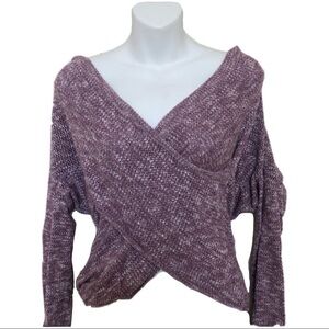 Express Purple Front Wrap Tunic Knit Sweater Top